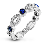 14k White Gold .49ct Sapphire & .18ct Diamond Stack Ring