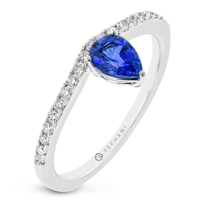 14k White Gold .45ct Sapphire & .16ct Diamond Ring