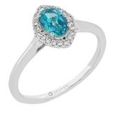 14k White Gold Oval Cut Paraiba Topaz & .13ct Diamond Ring