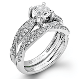 Zeghani 14k White Gold Engagement Ring and Matching Wedding Band