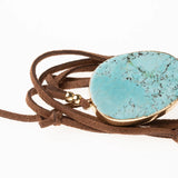 Suede/Stone Wrap - Turquoise/Gold/Stone of the Sky
