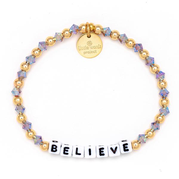 Little Words Project Gold Filled and Crystal Believe Bracelet