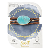 Suede/Stone Wrap - Turquoise/Gold/Stone of the Sky
