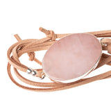 Suede/Stone Wrap - Rose Quartz/Silver/Stone of the Heart