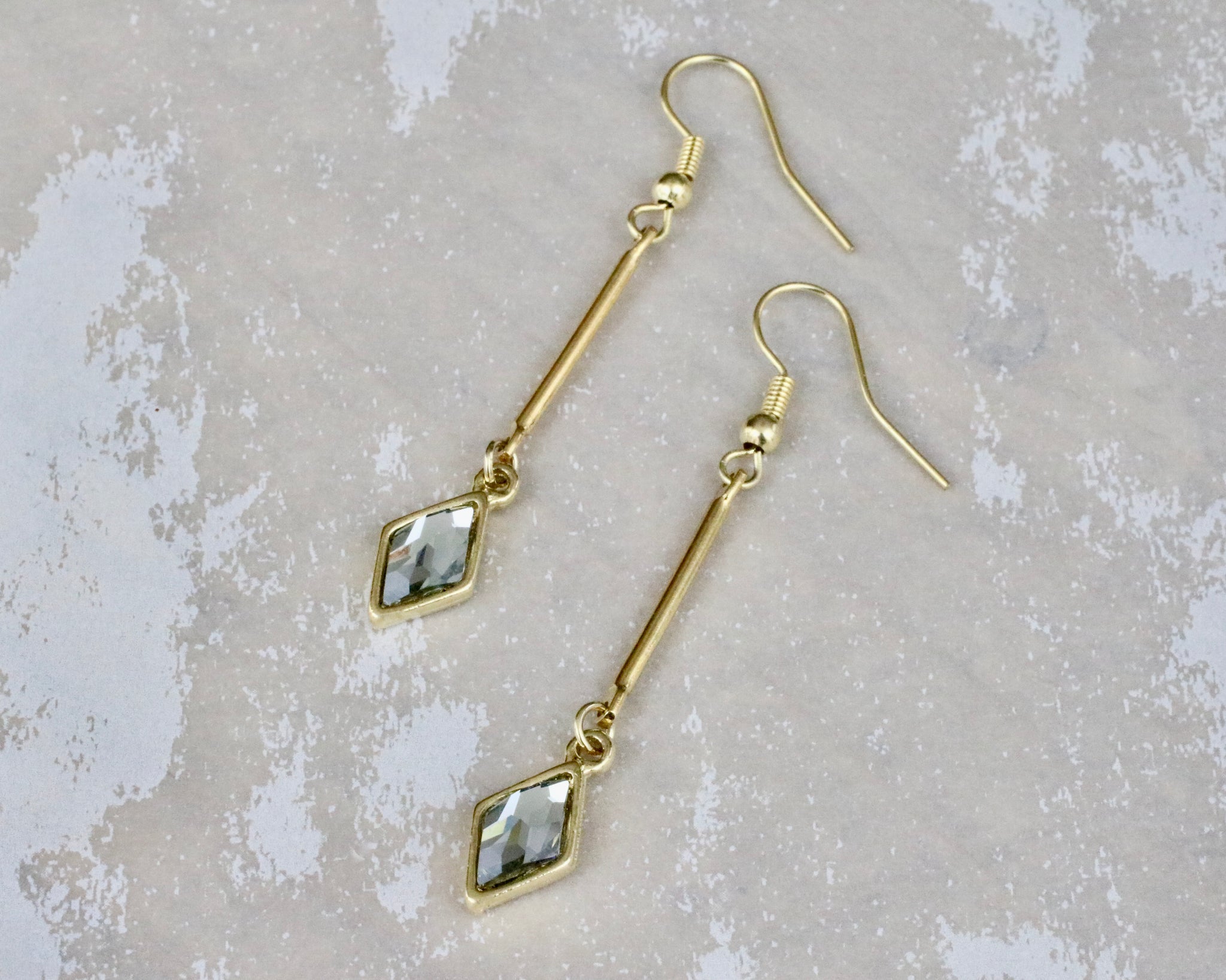 Stash Gold Berlynne Black Diamond Crystal Drop Earrings