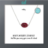 Silver Oval Ruby Necklace