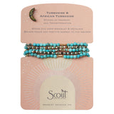 Turquoise & African Turquoise Stone Duo Wrap & Pin
