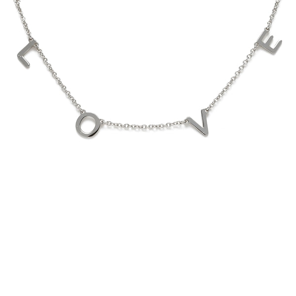 Silver Love Block Letter Chain Necklace