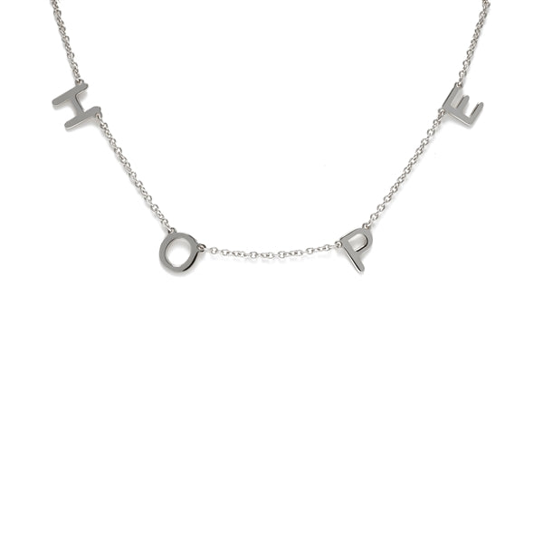 Silver Hope Block Letter Chain Necklace