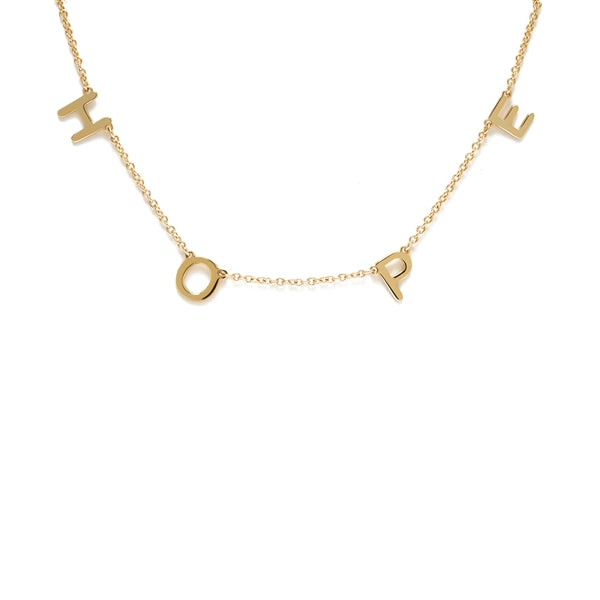 Gold Hope Block Letter Chain Necklace