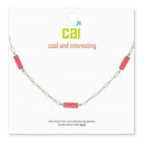 Silver  Rose Gemstone Paperclip Chain Necklace