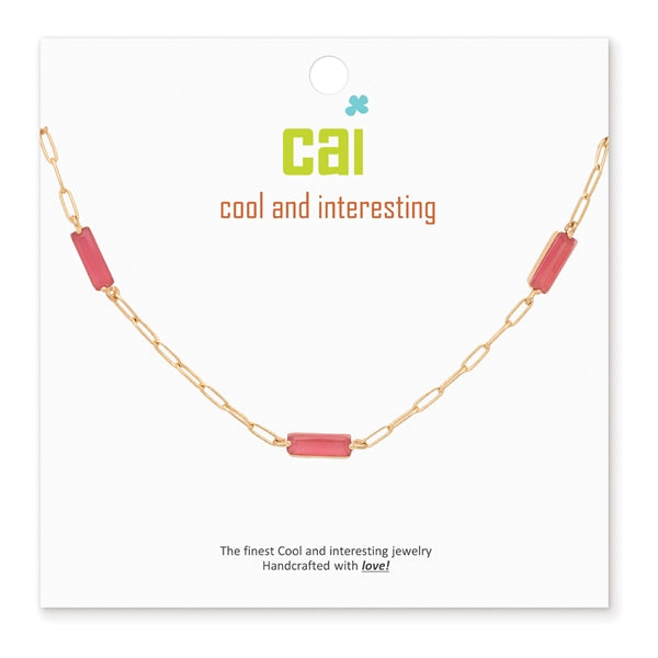 Cool and Interesting Silver Rose Gemstone Paperclip Chain Necklace