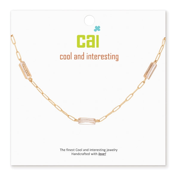 Cool and Interesting Gold Crystal Gemstone Paperclip Chain Necklace