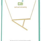 Gold Medium Sideways Initial A Necklace