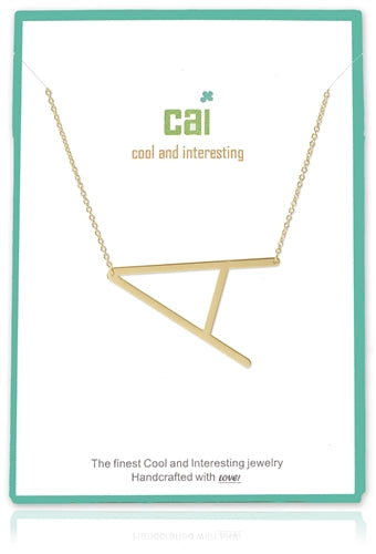 Gold Medium Sideways Initial A Necklace