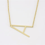 Gold Medium Sideways Initial A Necklace