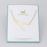 Gold Medium Sideways Initial A Necklace