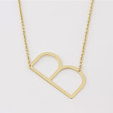 Gold Medium Sideways Initial B Necklace
