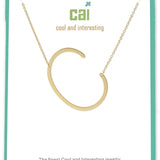 Gold Medium Sideways Initial C Necklace