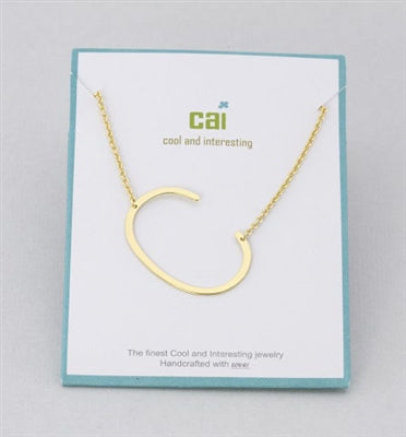 Gold Medium Sideways Initial C Necklace