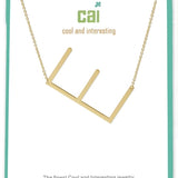 Gold Medium Sideways Initial E Necklace
