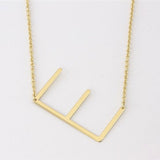 Gold Medium Sideways Initial E Necklace