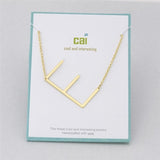 Gold Medium Sideways Initial E Necklace