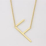 Gold Medium Sideways Initial F Necklace