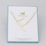 Gold Medium Sideways Initial F Necklace