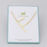 Gold Medium Sideways Initial F Necklace