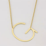 Gold Medium Sideways Initial G Necklace