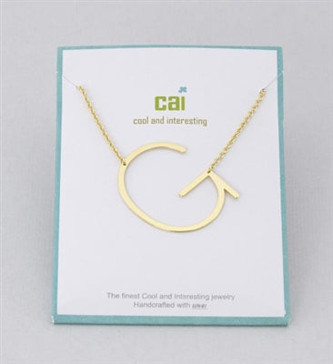 Gold Medium Sideways Initial G Necklace