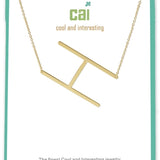 Gold Medium Sideways Initial H Necklace