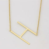 Gold Medium Sideways Initial H Necklace
