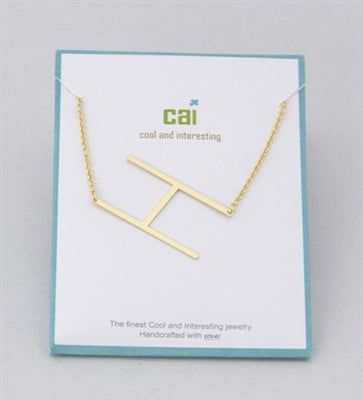 Gold Medium Sideways Initial H Necklace