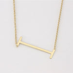 Cool and Interesting Gold Medium Sideways Initial I Necklace