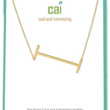 Cool and Interesting Gold Medium Sideways Initial I Necklace