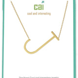 Gold Medium Sideways Initial J Necklace