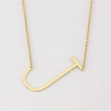 Gold Medium Sideways Initial J Necklace