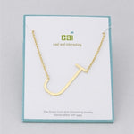 Gold Medium Sideways Initial J Necklace