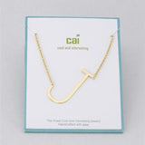 Gold Medium Sideways Initial J Necklace