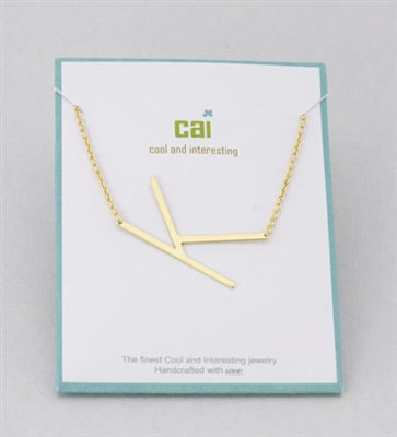 Gold Medium Sideways Initial K Necklace
