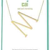 Gold Medium Sideways Initial M Necklace