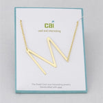 Gold Medium Sideways Initial M Necklace