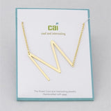 Gold Medium Sideways Initial M Necklace