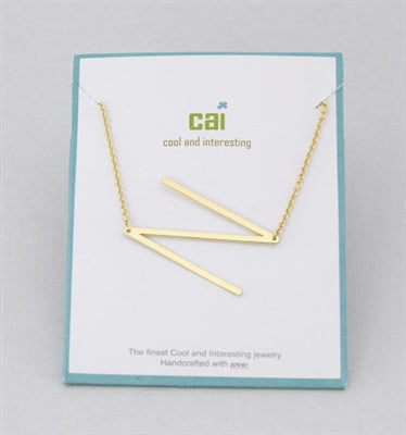 Gold Medium Sideways Initial N Necklace