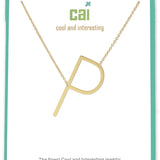 Gold Medium Sideways Initial P Necklace