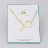 Gold Medium Sideways Initial P Necklace
