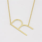 Gold Medium Sideways Initial R Necklace