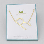 Gold Medium Sideways Initial R Necklace